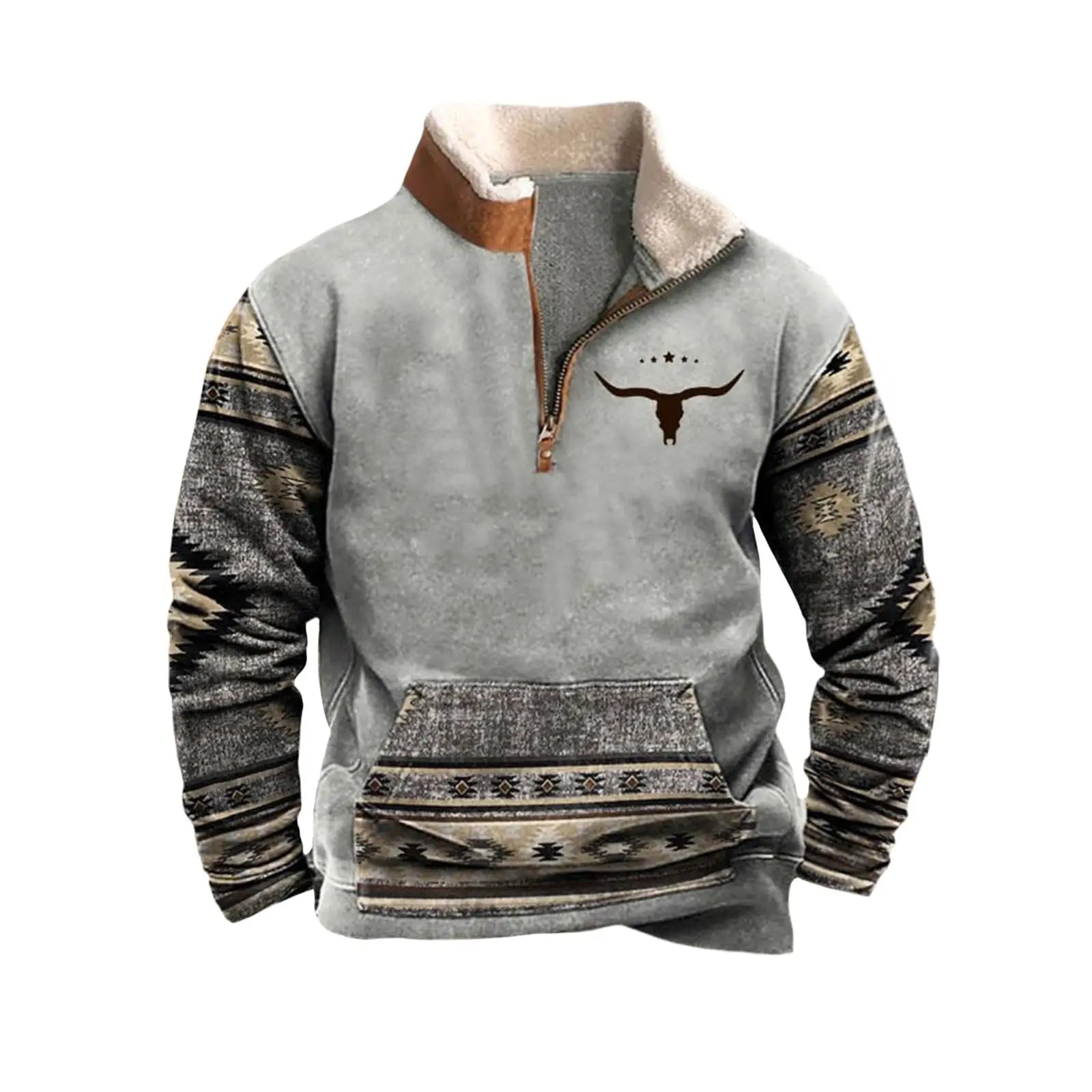 Mens Western Aztec Fleece Pullover