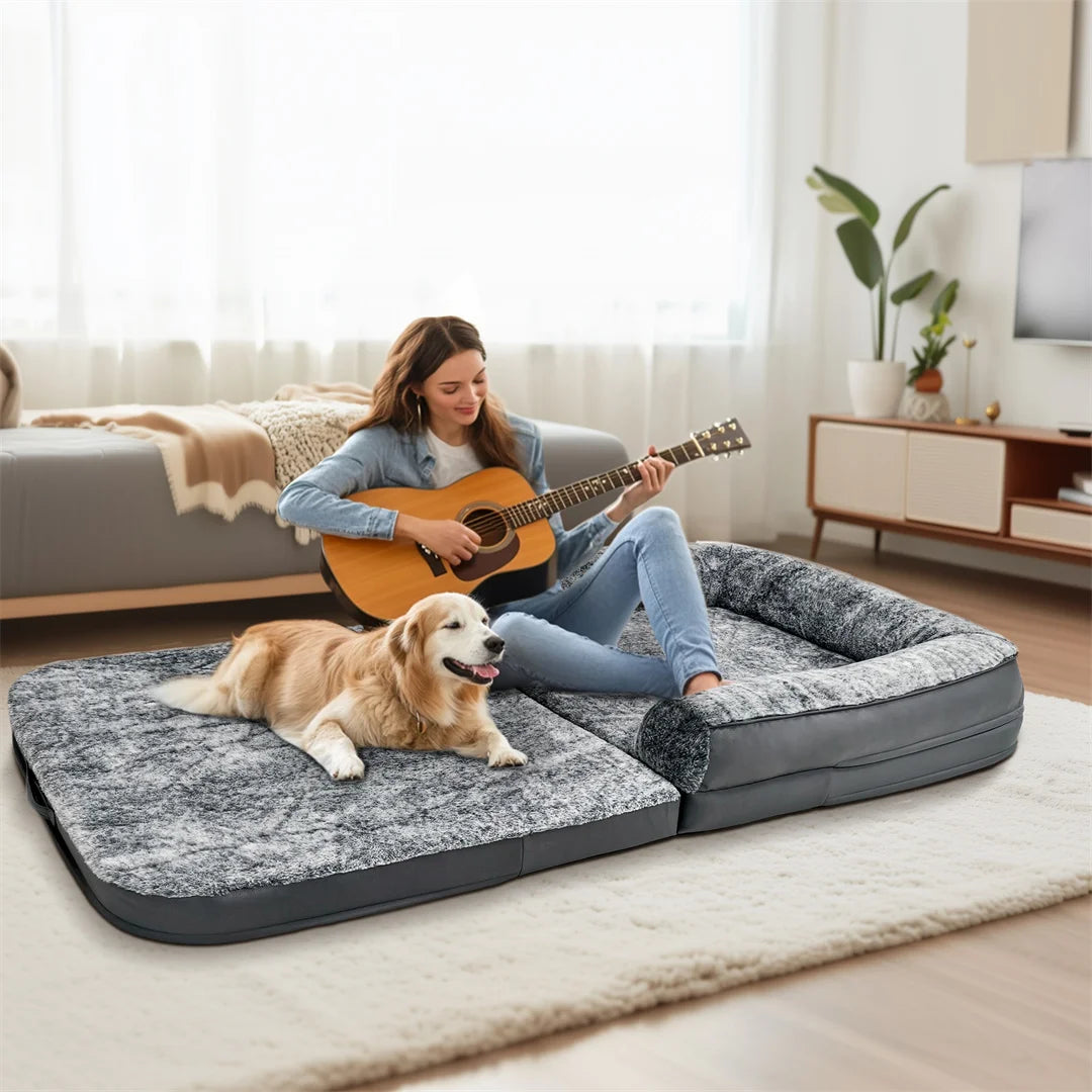 Human-Size Calming Dog Bed Foldable Orthopedic