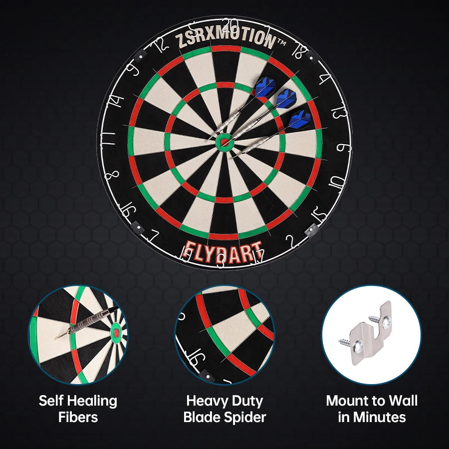 Dart Board 18 Inch with Steel Tip Darts Swivel Number Ring