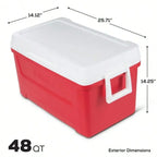 48 QT Ice Chest Cooler, Portable  for Camping, Beach, Tailgating & Outdoor Parties, Red