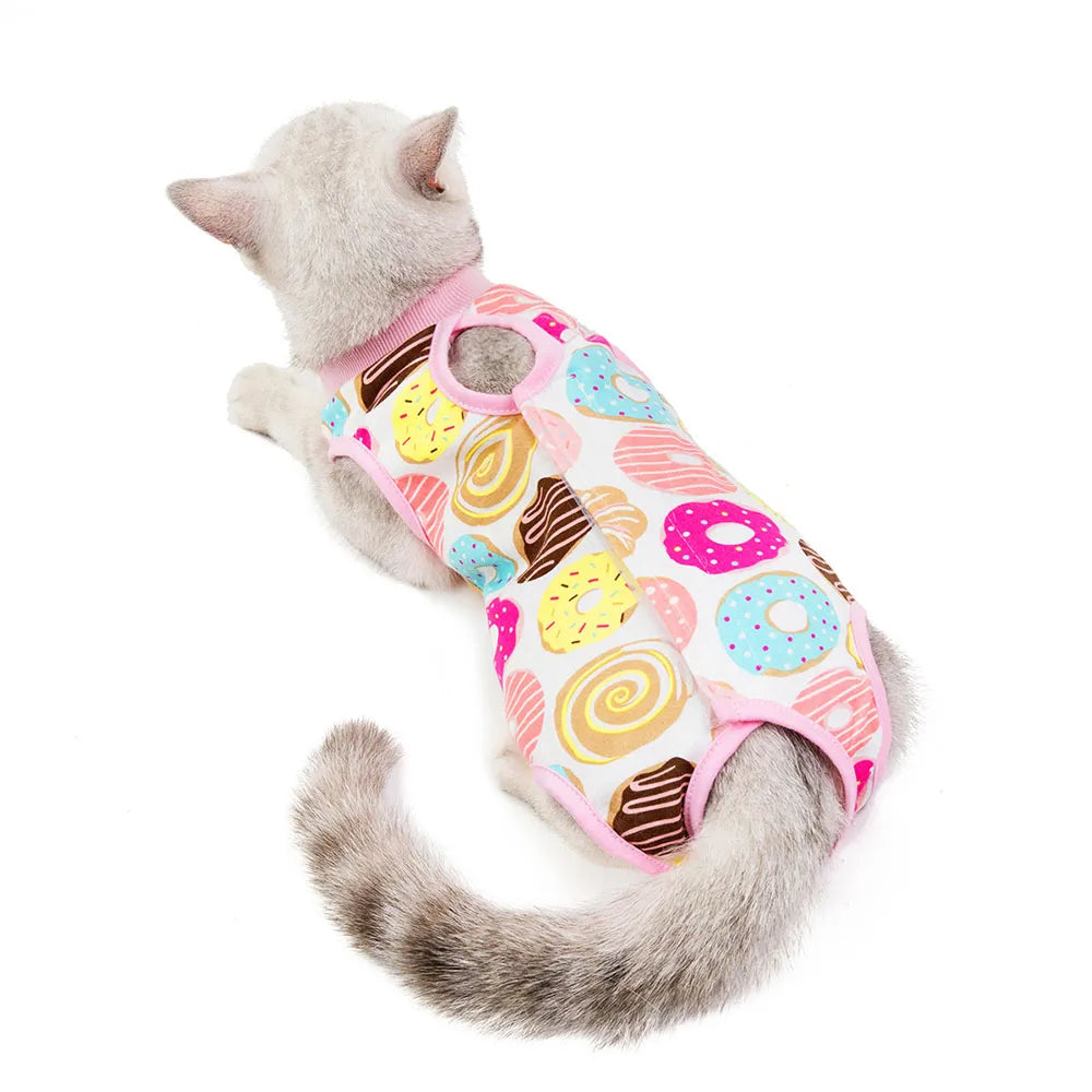 Cat/Kitten Recovery E-Collar Anti-Licking Pajamas Suit