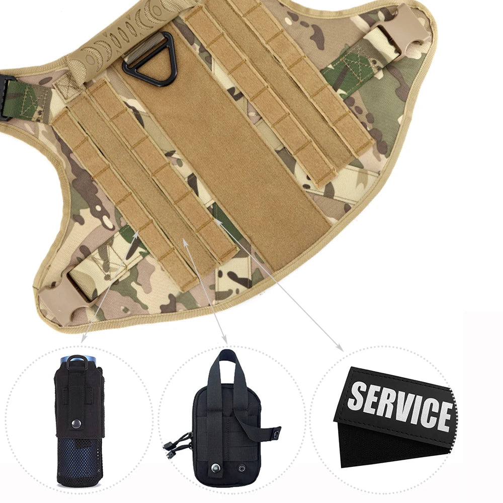 Tactical Dog Harness Leash Set for Large Dogs Military for Training Walking Hunting Pet Vest Handle
