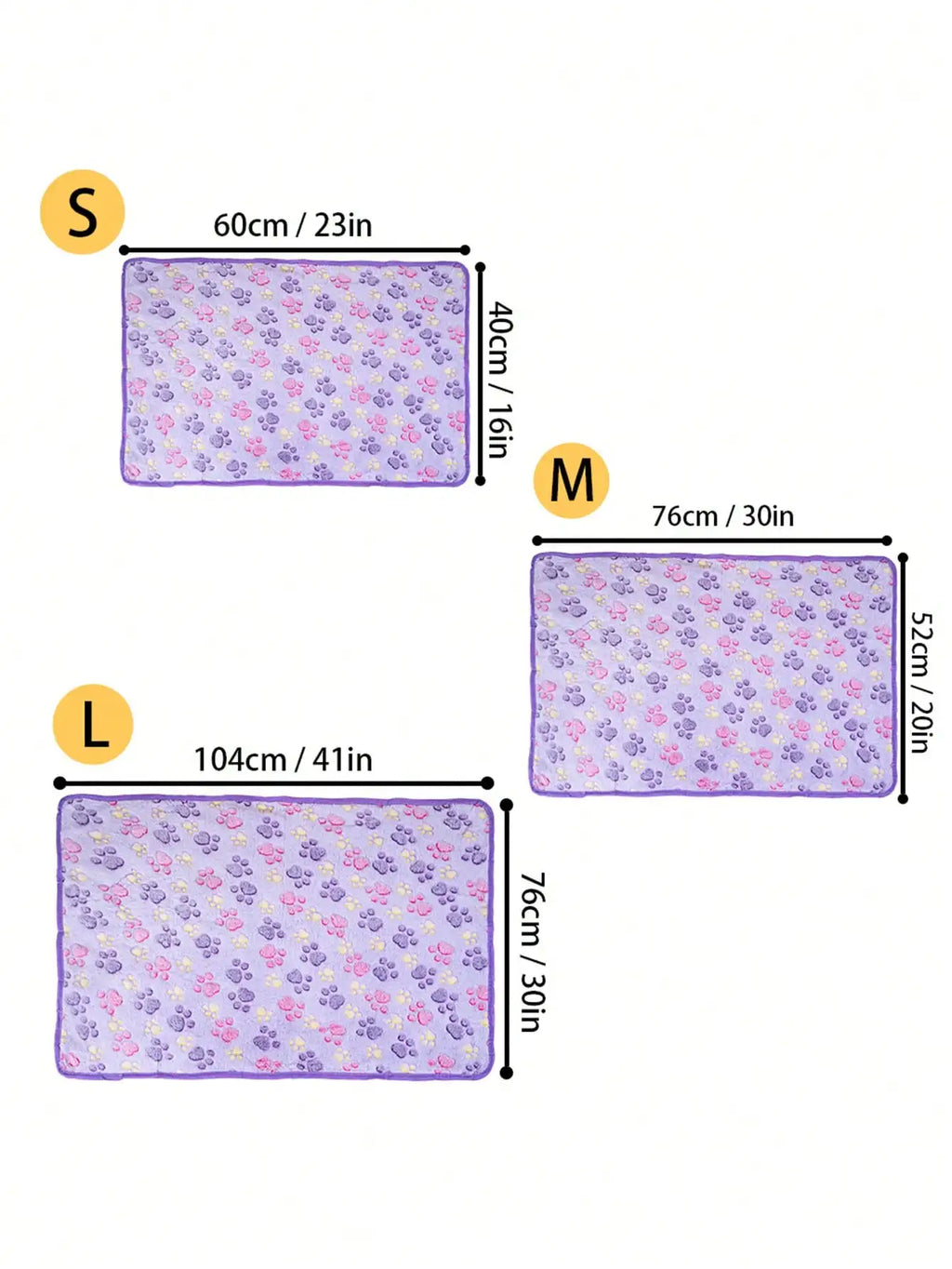 Purple Paw Print Fleece Pet Blanket Soft Light Thin Summer Cushion For Dogs Cats