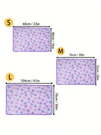 Purple Paw Print Fleece Pet Blanket Soft Light Thin Summer Cushion For Dogs Cats