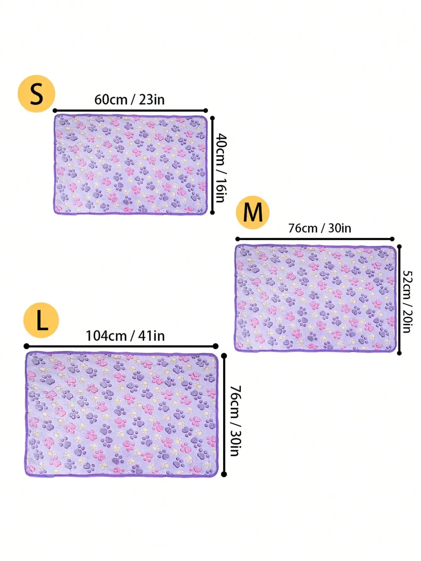 Purple Paw Print Fleece Pet Blanket Soft Light Thin Summer Cushion For Dogs Cats