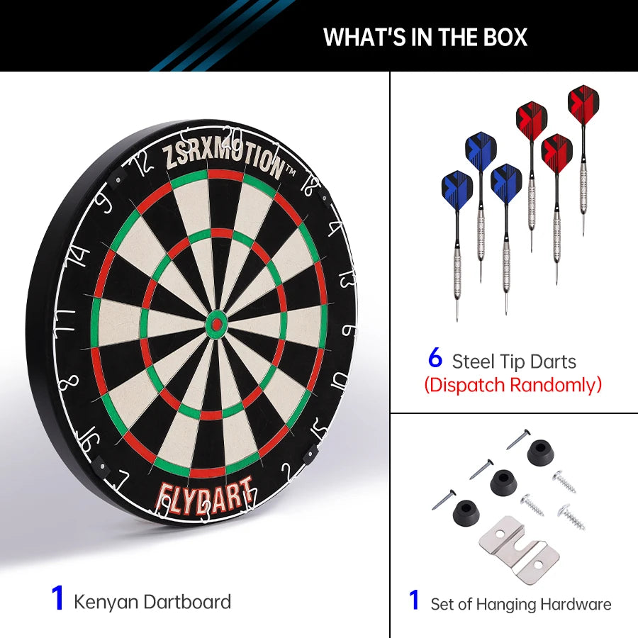Dart Board 18 Inch with Steel Tip Darts Swivel Number Ring