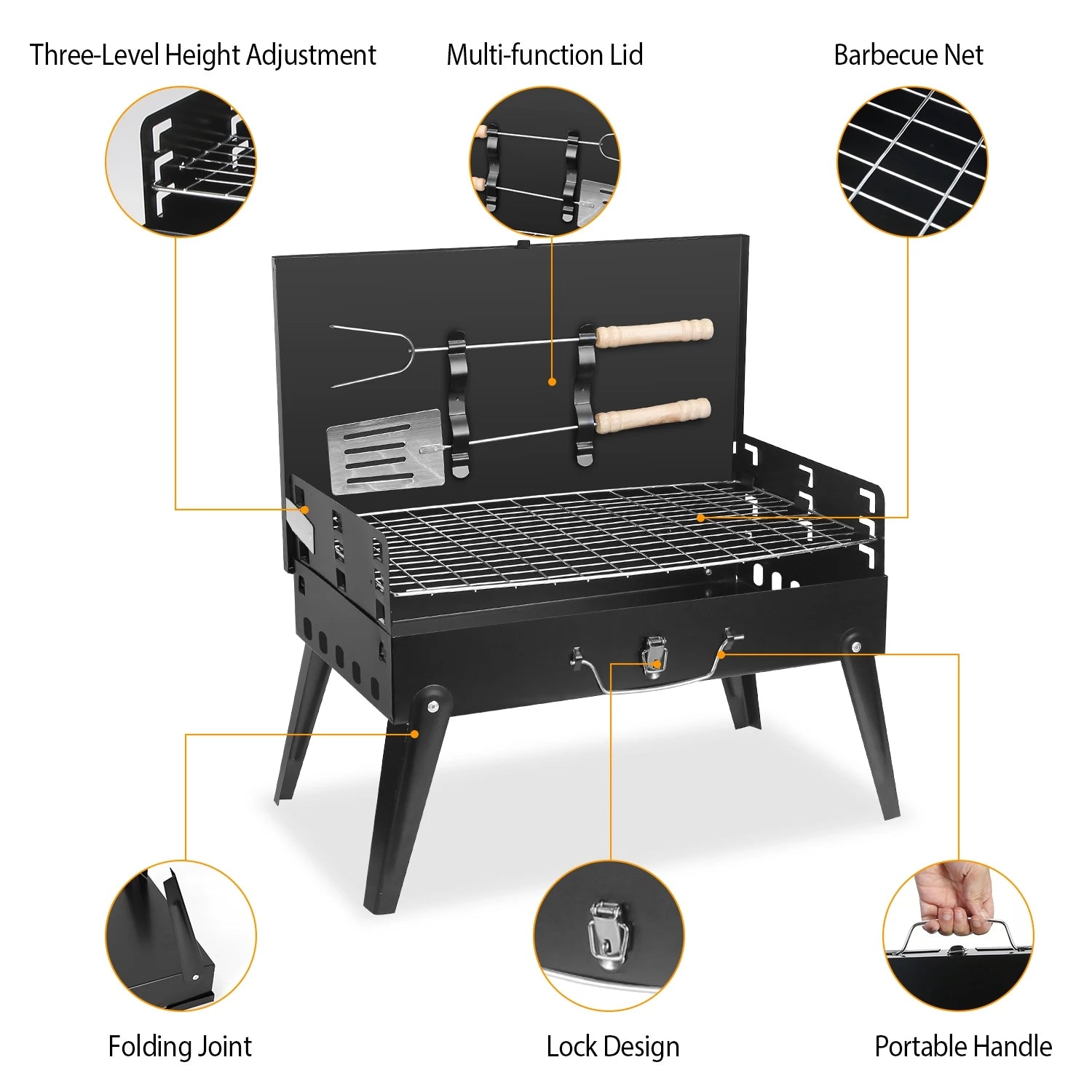Portable Charcoal BBQ Grill Folding Desktop