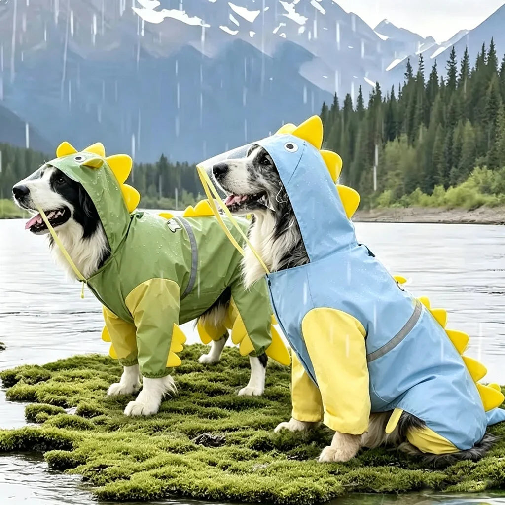 Large Dog Dinosaur Raincoat Four Legged Waterproof