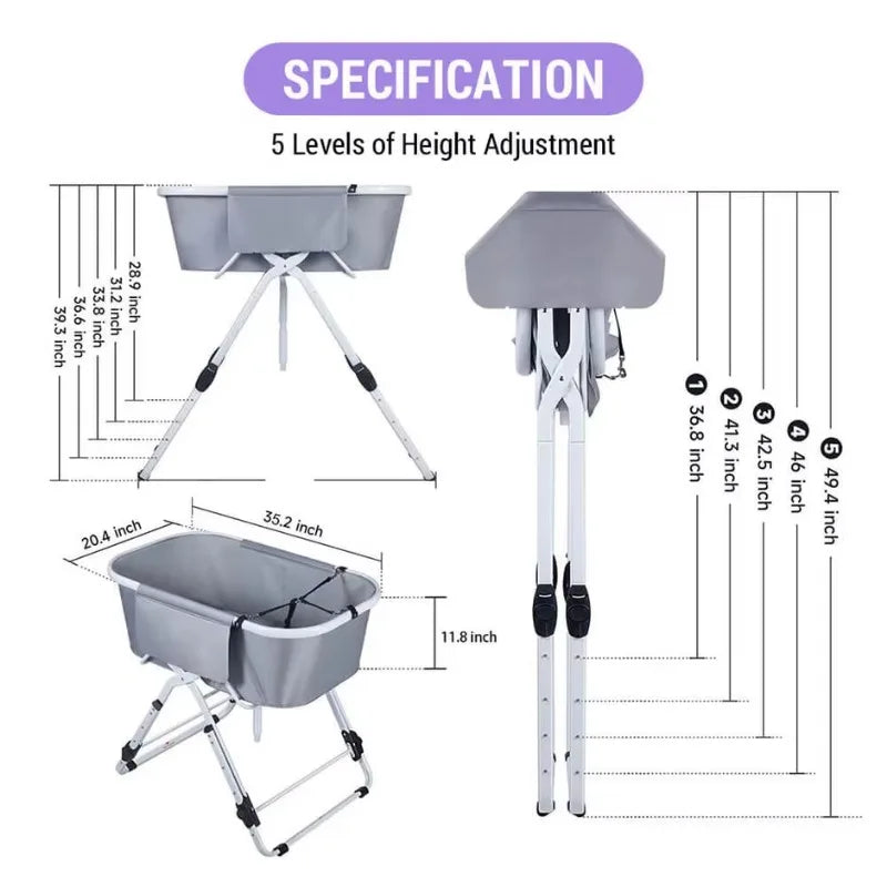 Elevated Dog Bath Tub/Station, Foldable, Adjustable