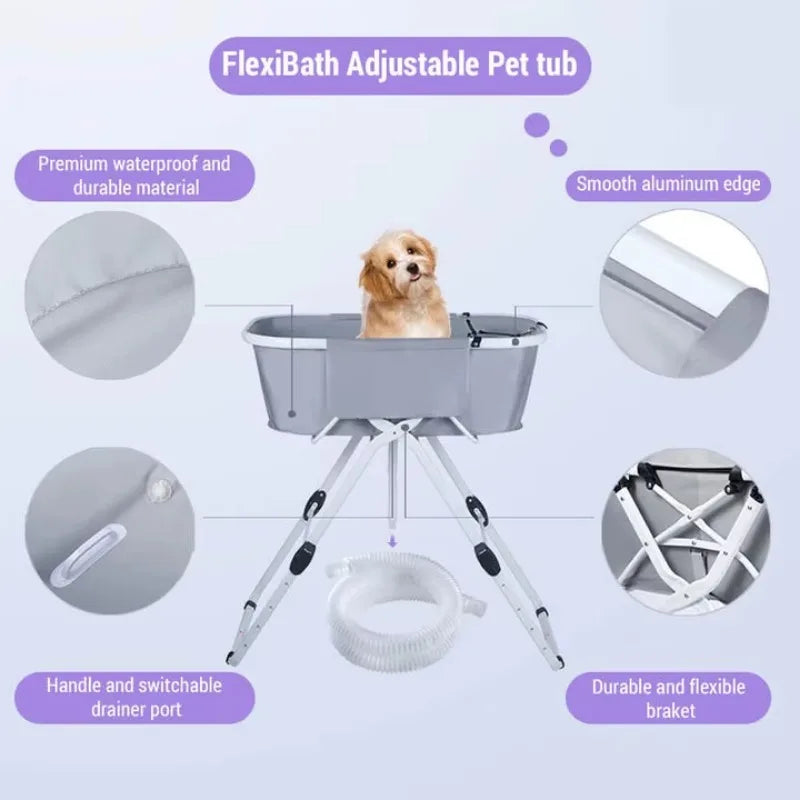 Elevated Dog Bath Tub/Station, Foldable, Adjustable