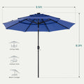 10FT, 3-Tier Patio Umbrella, 32 LED Solar Lights