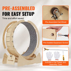 Wooden Cat Exercise Wheel with Detachable Carpet & Cat Teaser