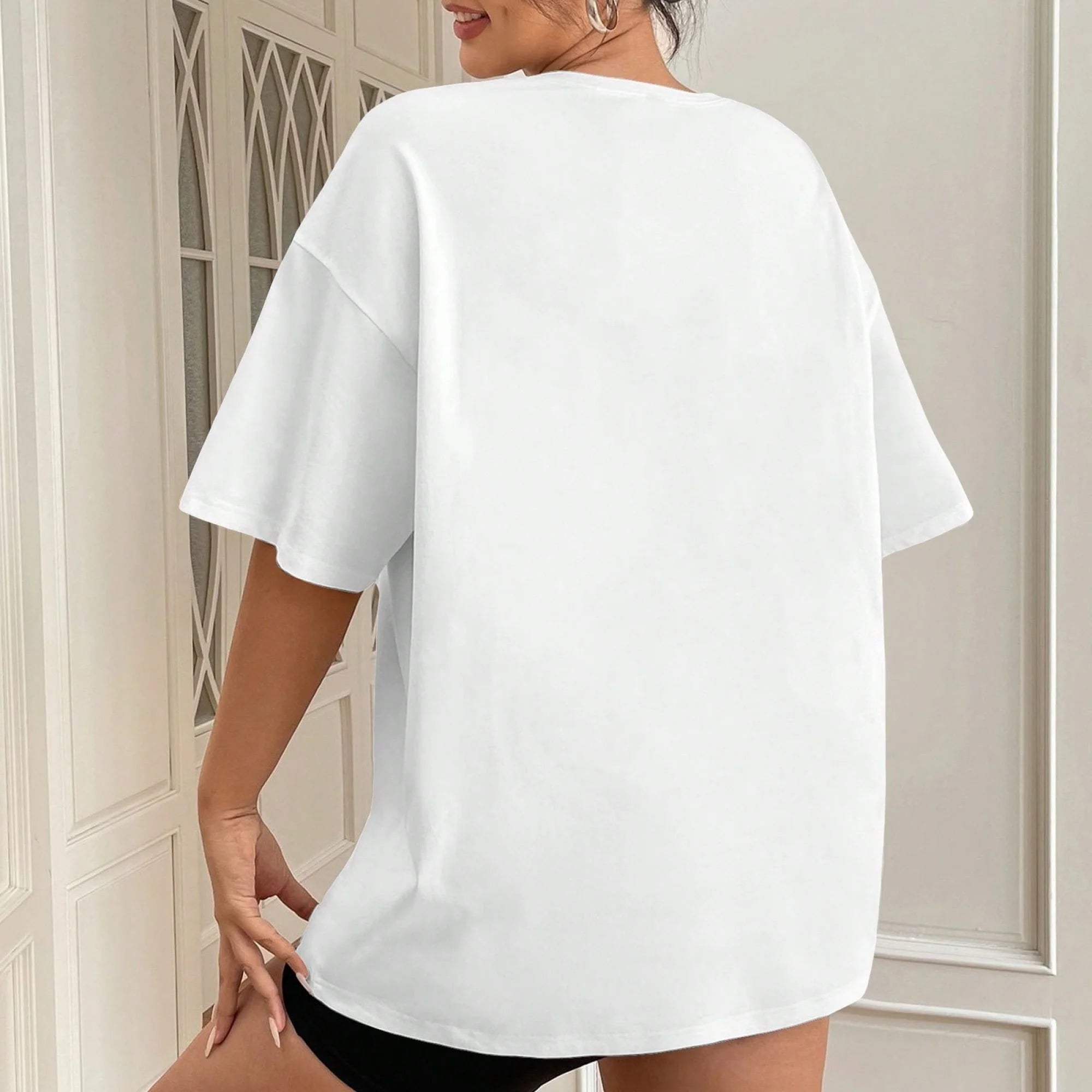 White Short Sleeve Shirt Women's Fashion.