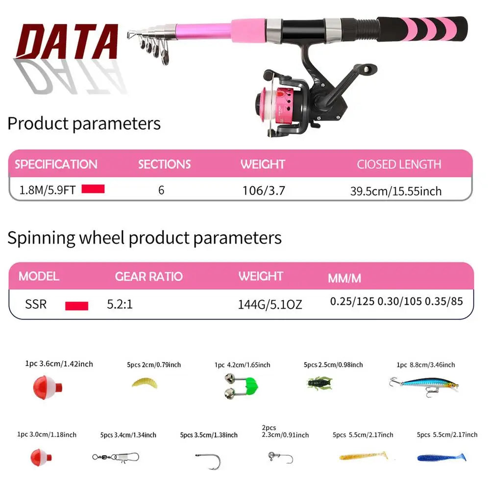 Kids Extendable Fishing Rod Set With Carry Bag