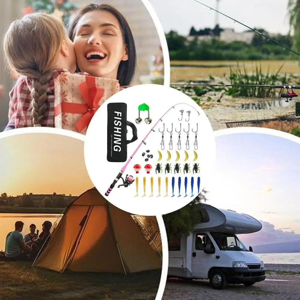 Kids Extendable Fishing Rod Set With Carry Bag