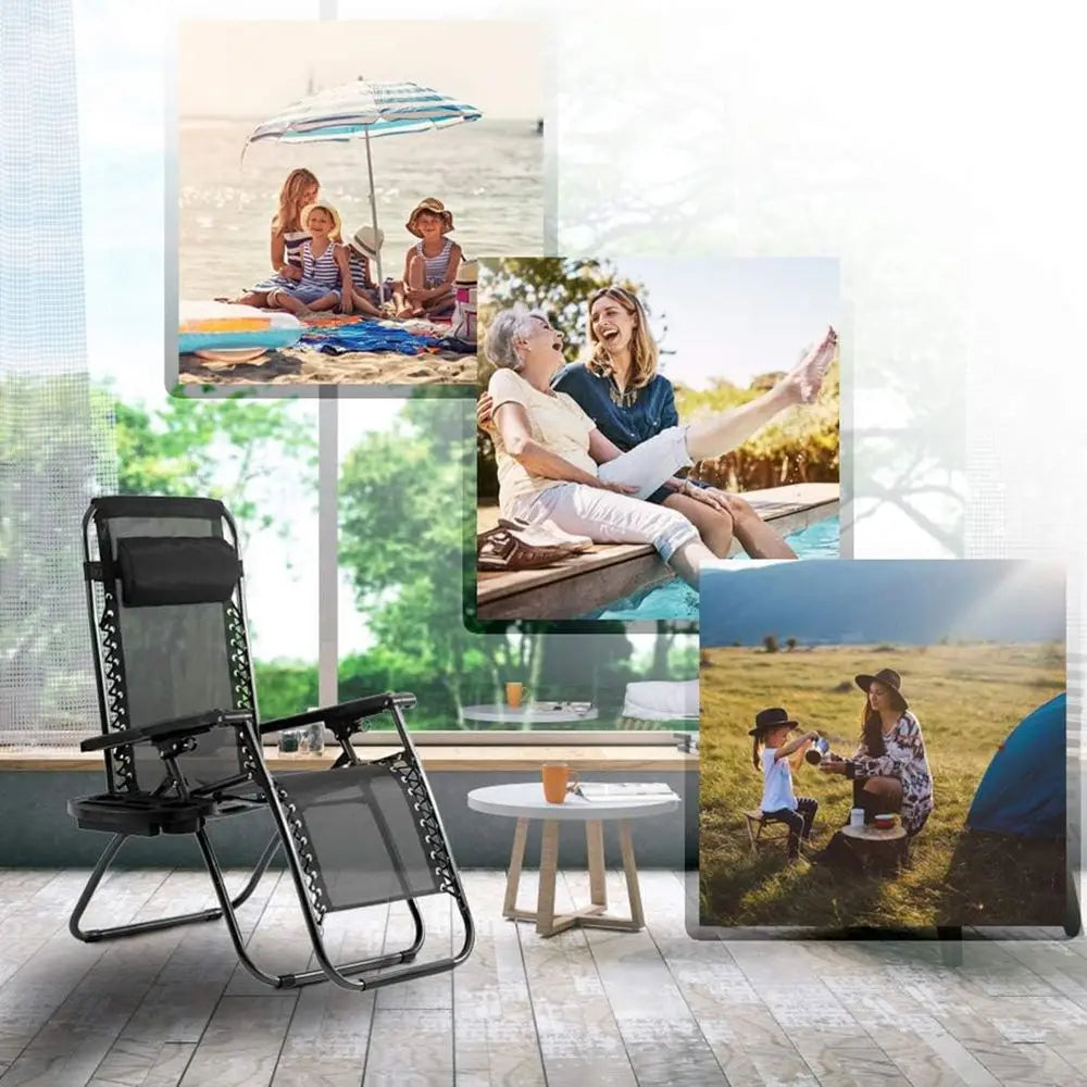 2-Piece Zero Gravity Reclining Lawn Chairs Set