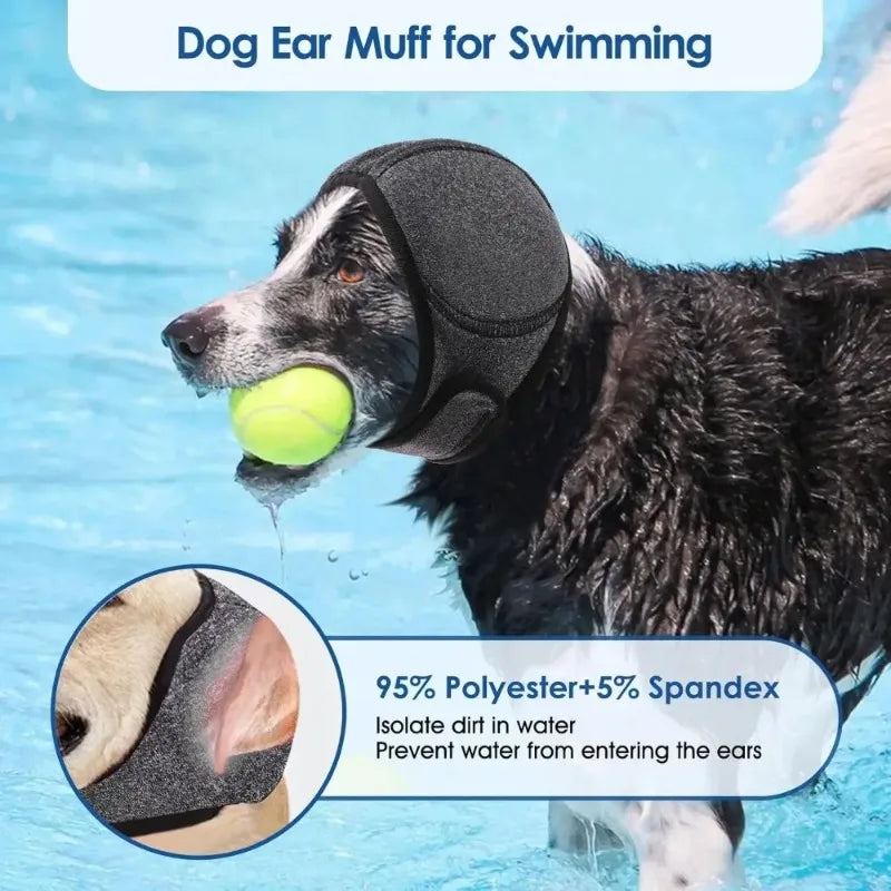 Waterproof Noise Cancelling Dog Ear Muffs 

for Swimming & Grooming - Calming Hood To Relieve Pet Anxiety & Prevent Shock