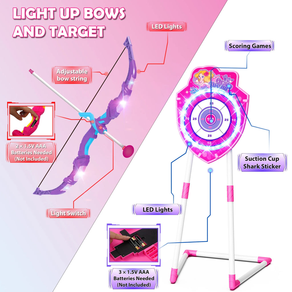 Night-Light Bow Arrow Guns Toy For Girls