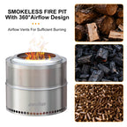 19 Inch Smokeless Fire Pit for Outdoor Wood Burning,