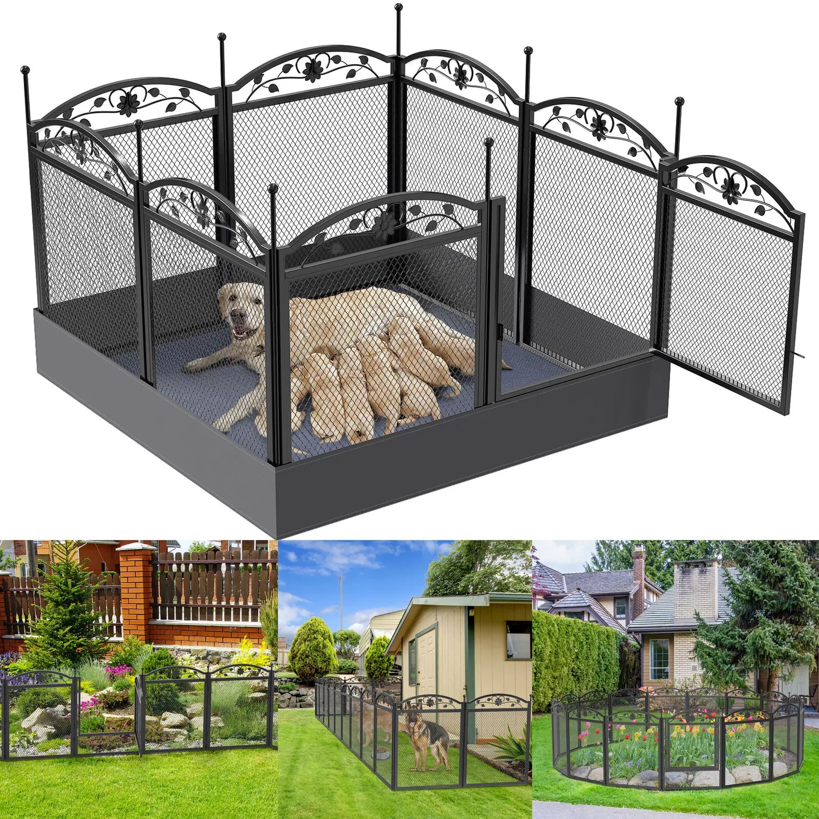 Dog Playpen, Kennel,  8 Panels Fences  Detachable Play Pen
