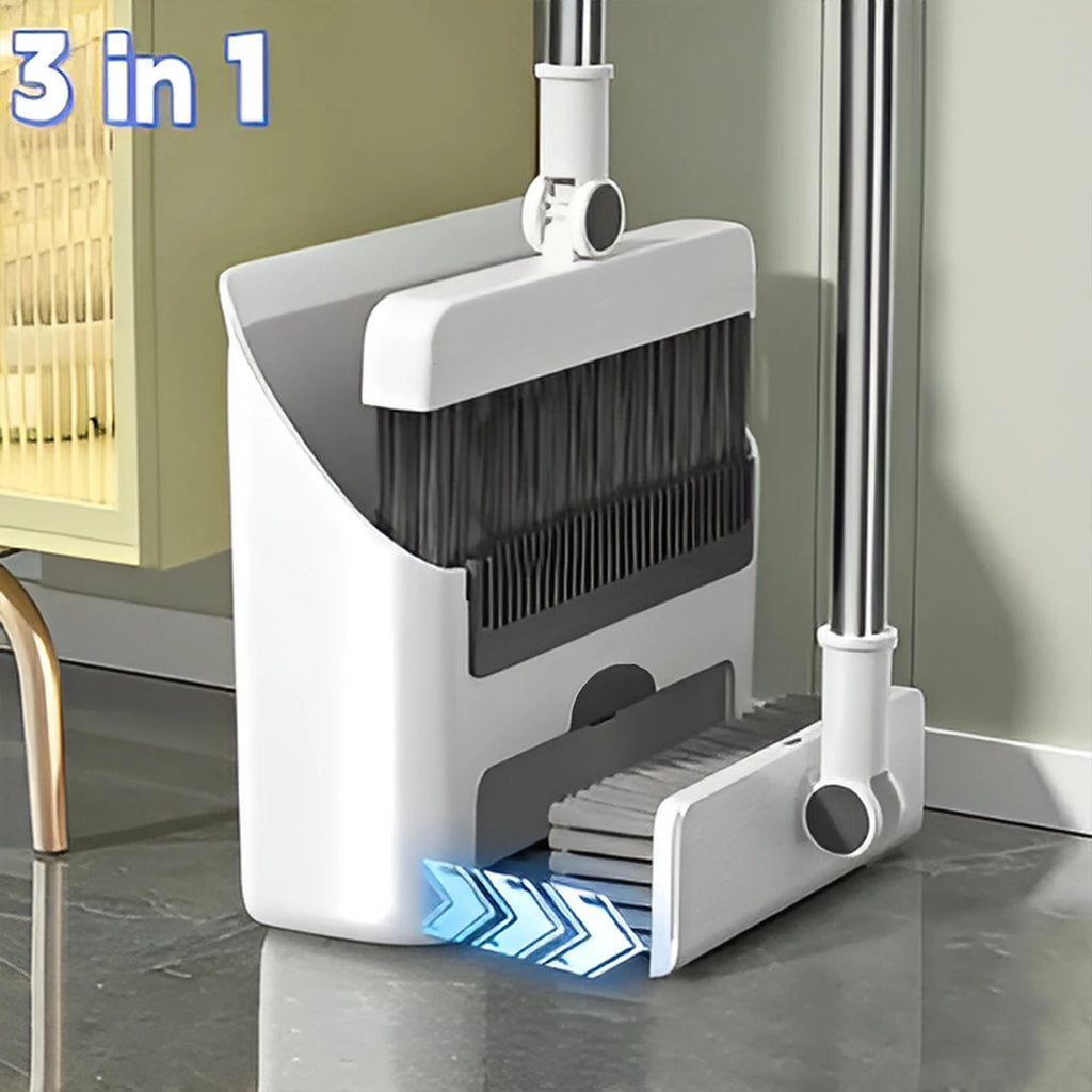 3in 1 Broom and Dustpan Set Floor Brush Long-handled