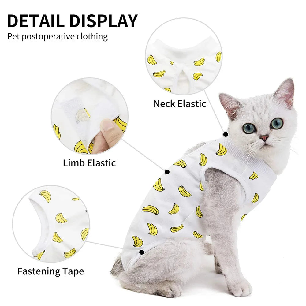 Cat/Kitten Recovery E-Collar Anti-Licking Pajamas Suit