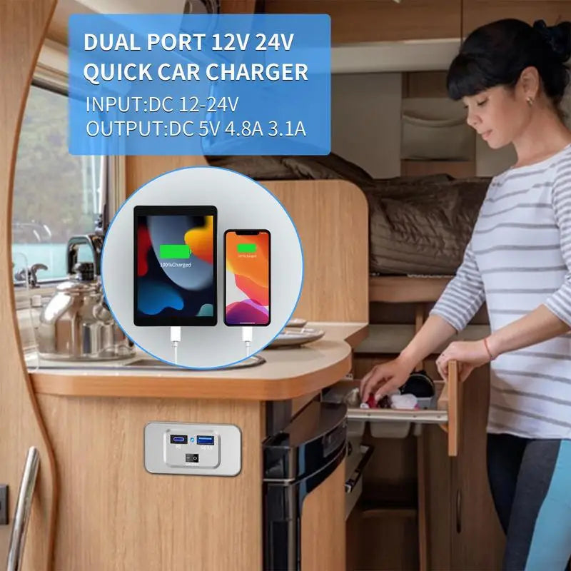 RV USB Outlet Fast Charging Port