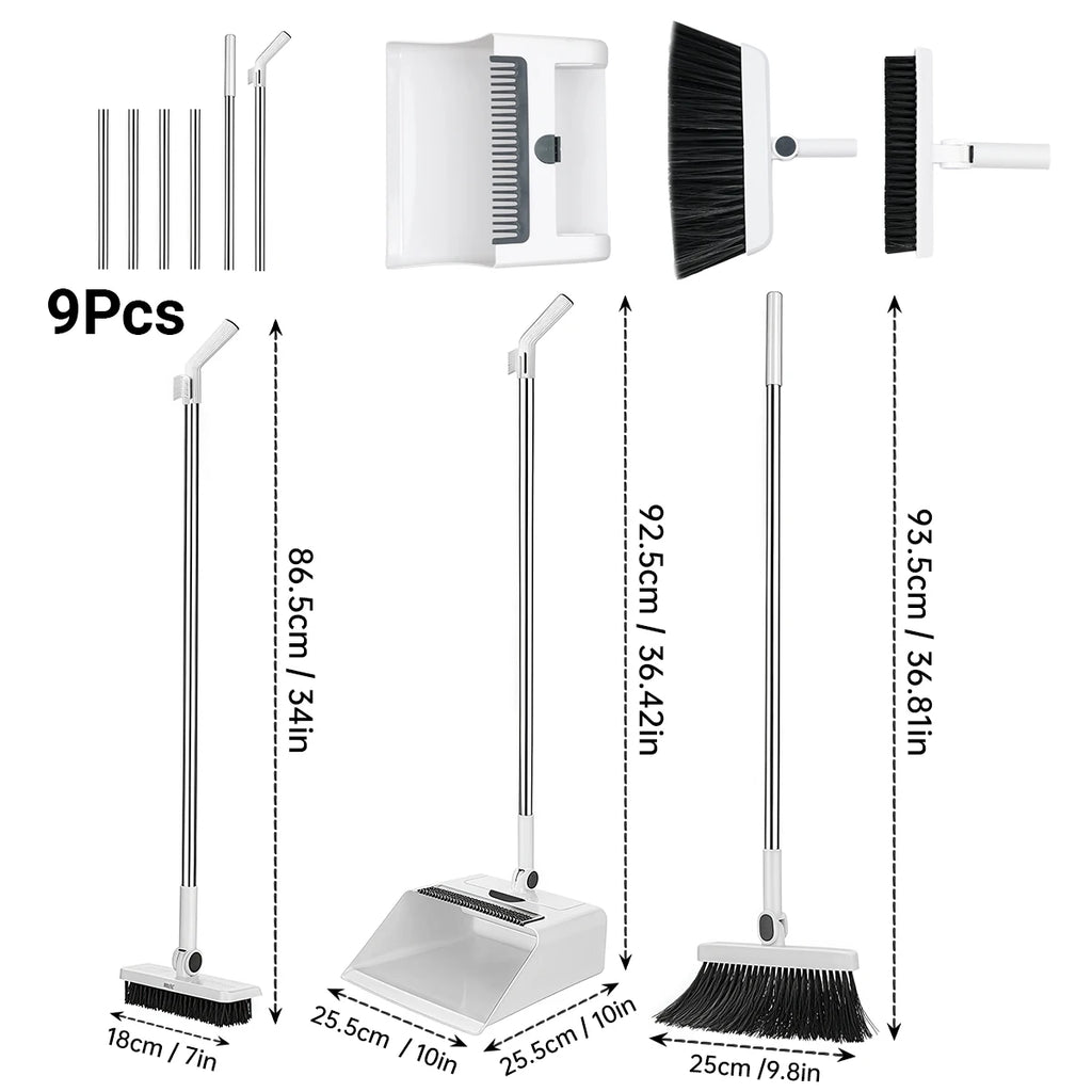3in 1 Broom and Dustpan Set Floor Brush Long-handled
