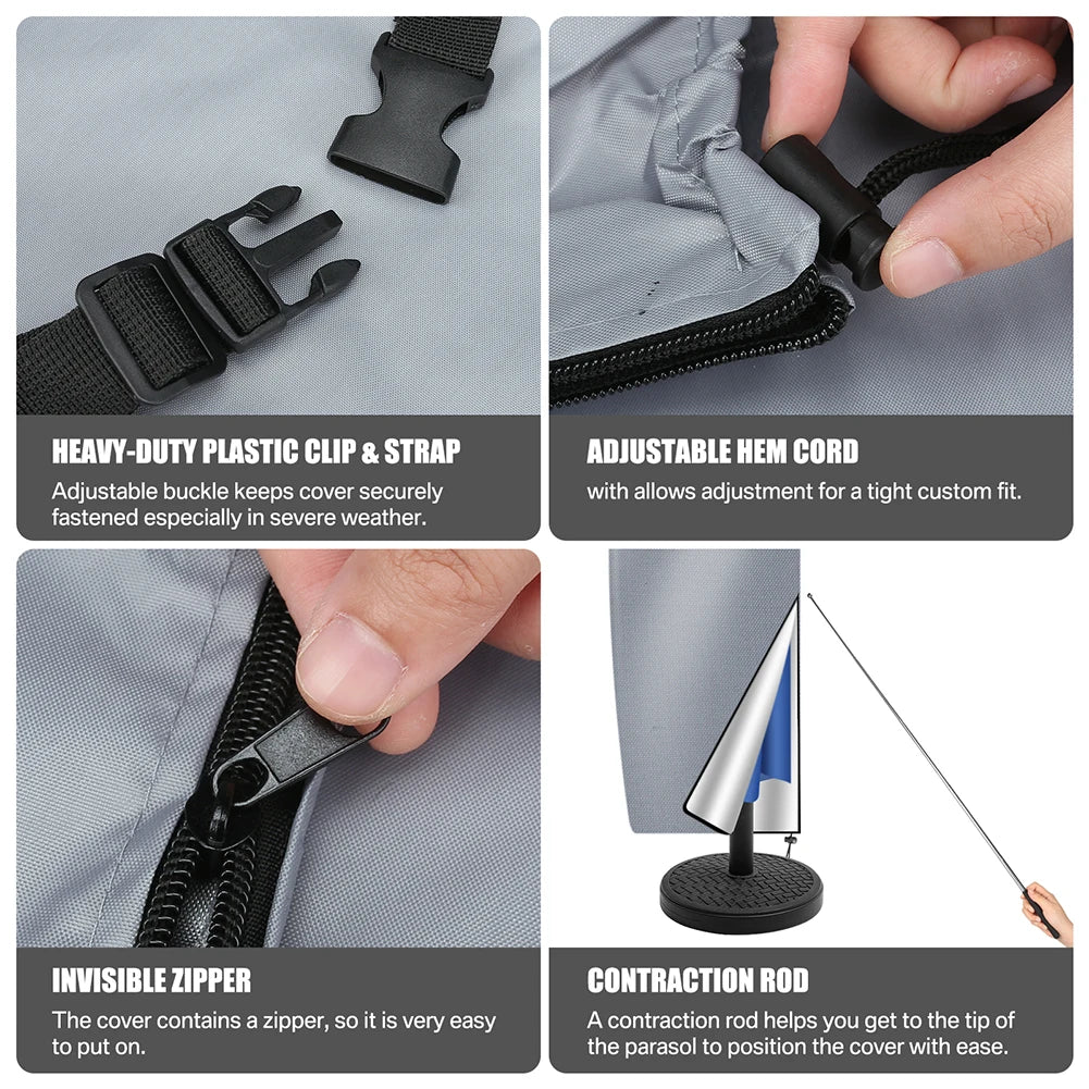 Patio Umbrella Cover Waterproof With Rod & Pull Ring