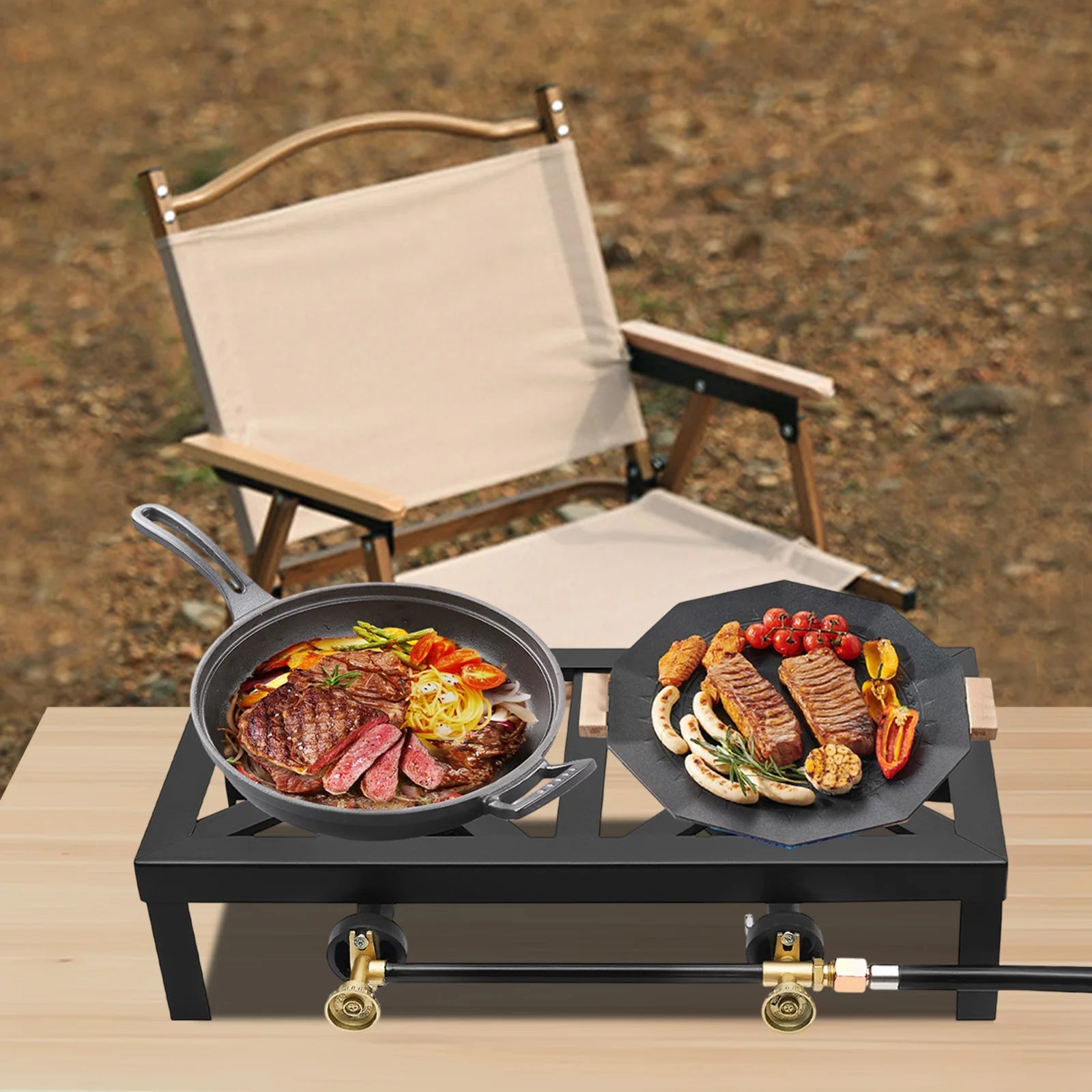 2 Burners Portable Gas Stove Propane Cooker