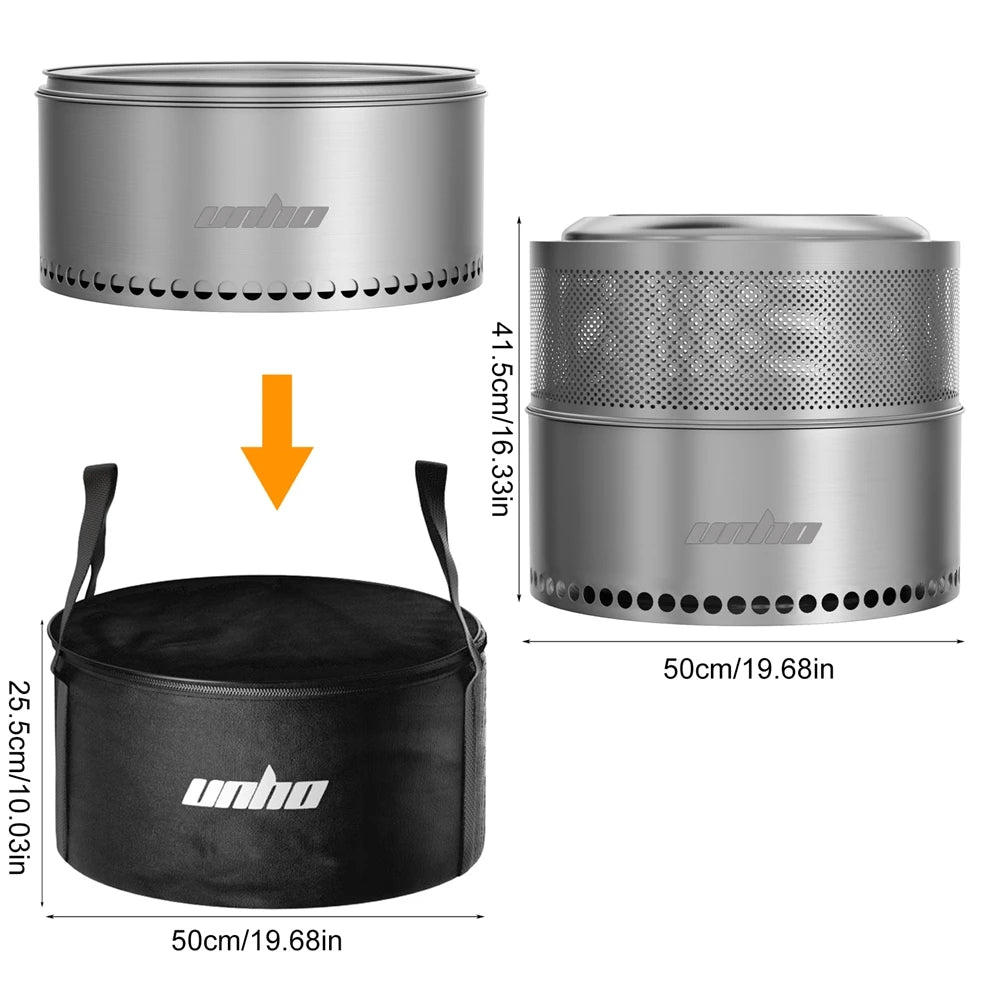 19 Inch Smokeless Fire Pit for Outdoor Wood Burning,