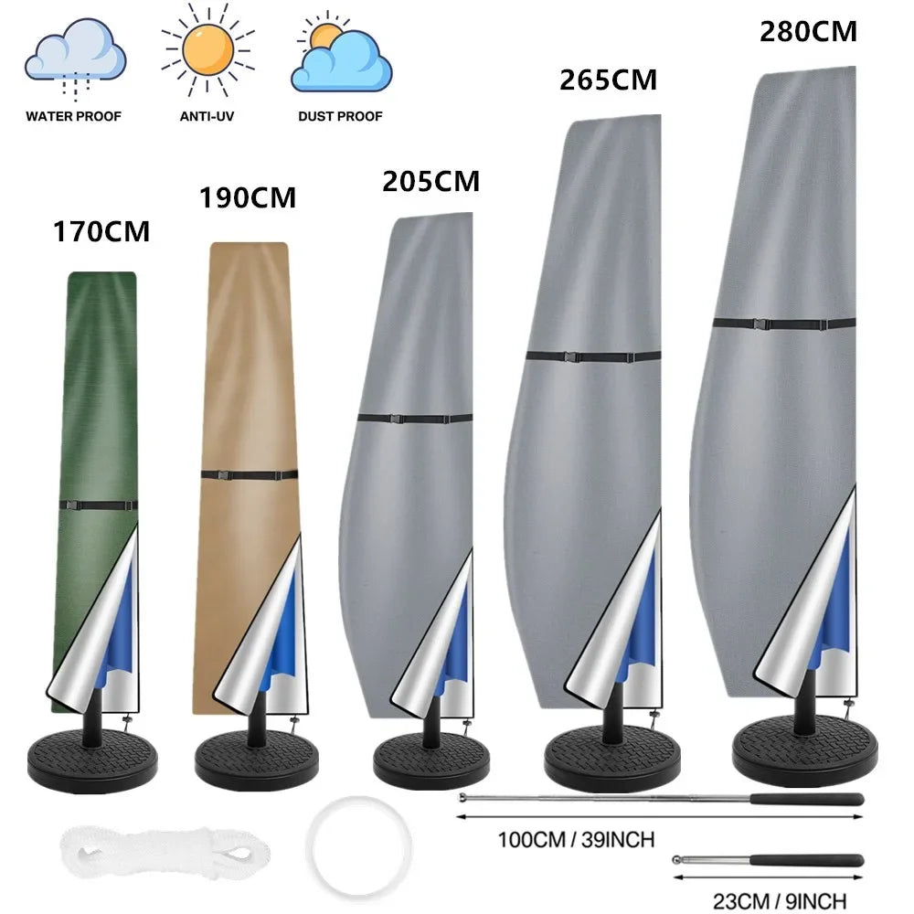 Patio Umbrella Cover Waterproof With Rod & Pull Ring