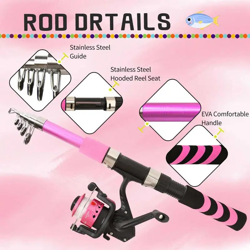 Kids Extendable Fishing Rod Set With Carry Bag