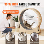 Wooden Cat Exercise Wheel with Detachable Carpet & Cat Teaser