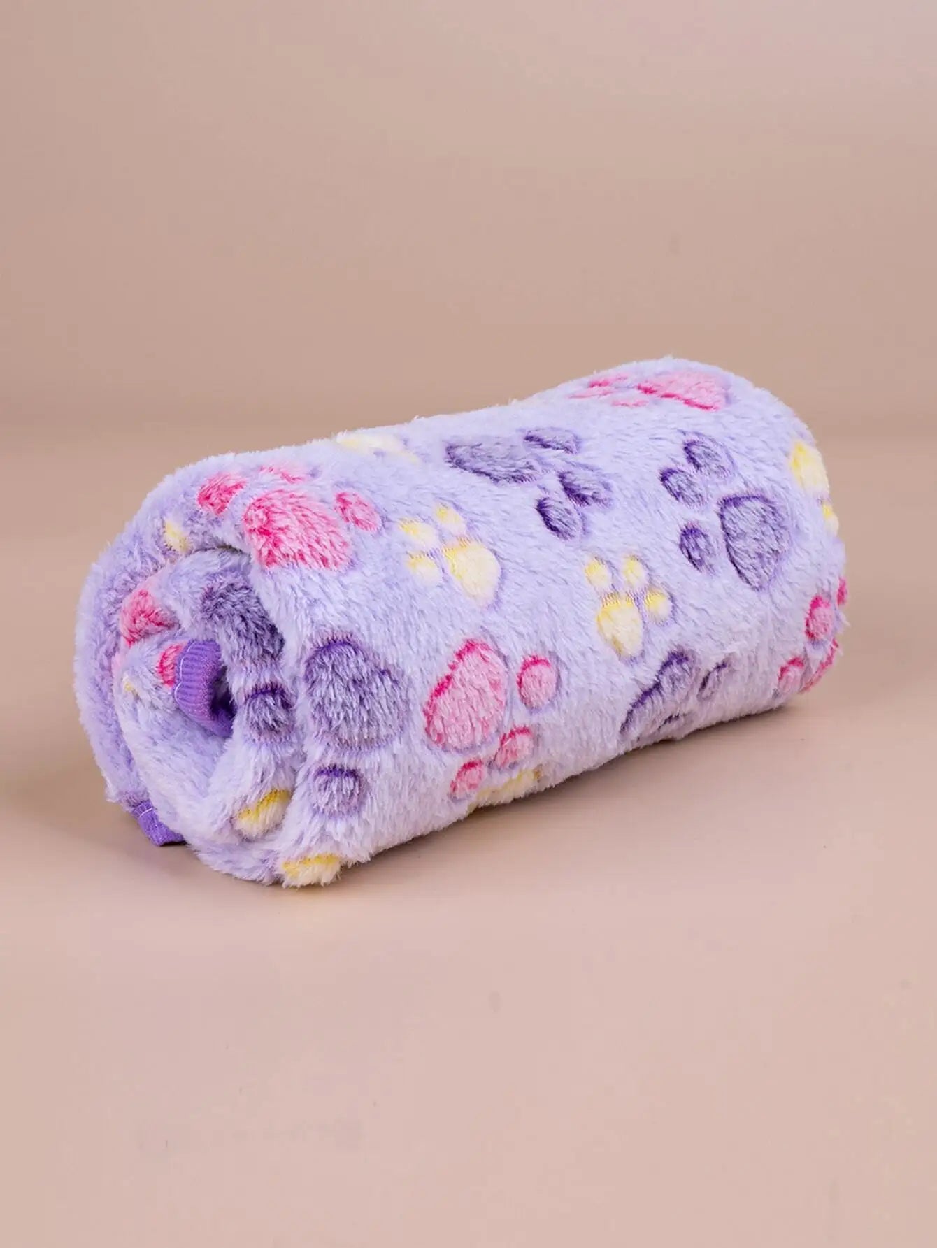 Purple Paw Print Fleece Pet Blanket Soft Light Thin Summer Cushion For Dogs Cats