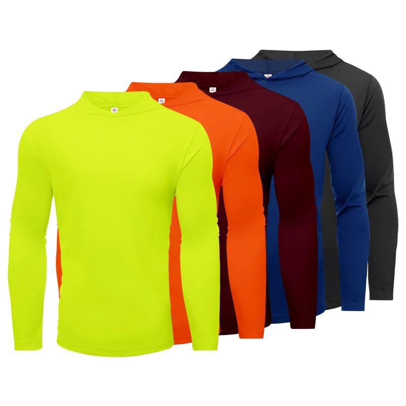 Men's Five Piece Sports T-Shirt, Long Sleeve Hooded