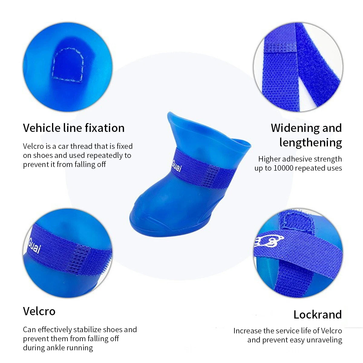 4Pcs Pet WaterProof Rain Shoe Anti-slip Rubber Boot