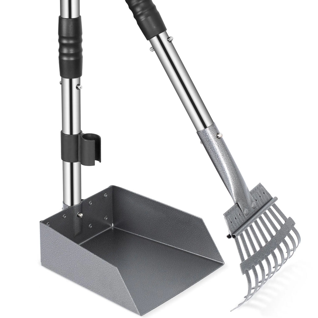 Pet Waste Removal Scoop Tray and Rake Set,