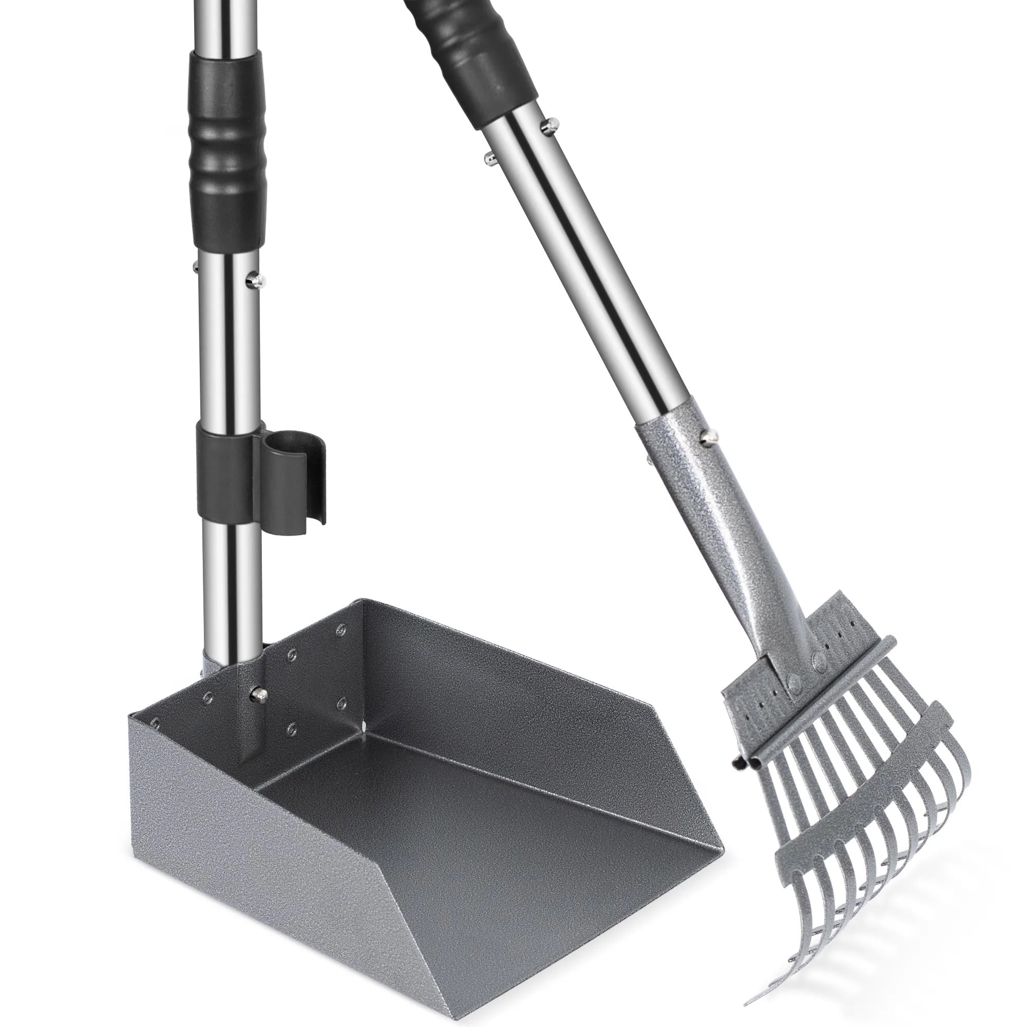 Pet Waste Removal Scoop Tray and Rake Set,