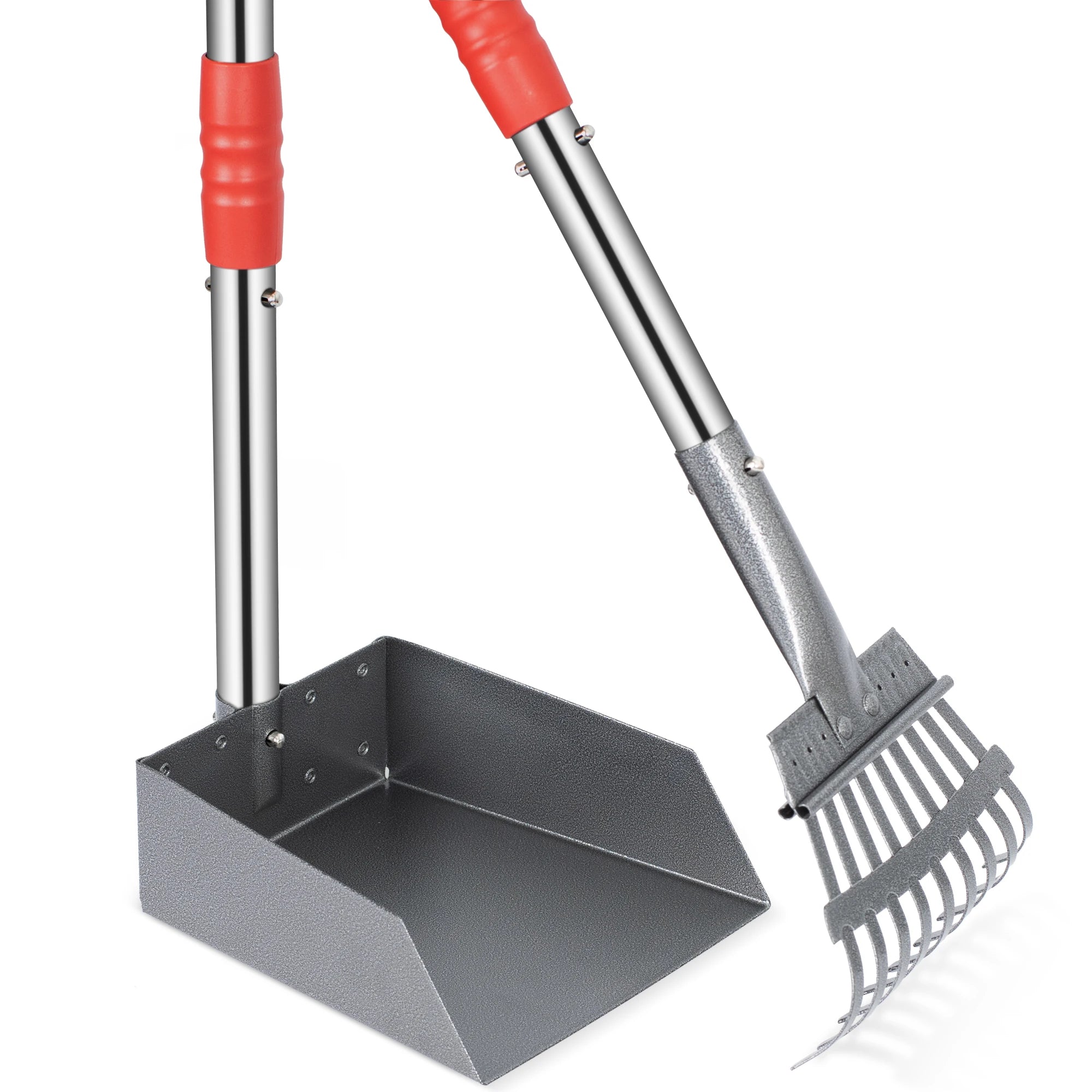 Pet Waste Removal Scoop Tray and Rake Set,