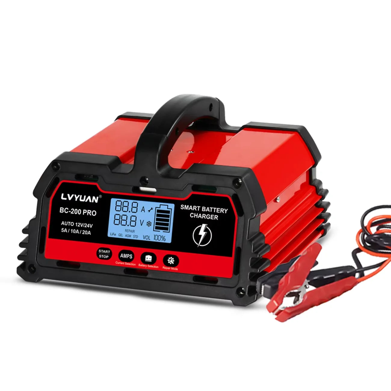 Auto DC12V 24V Battery Charger Smart LCD Display