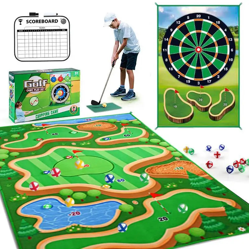 Golf Play Chipping Game 2-in-1 Training Mat