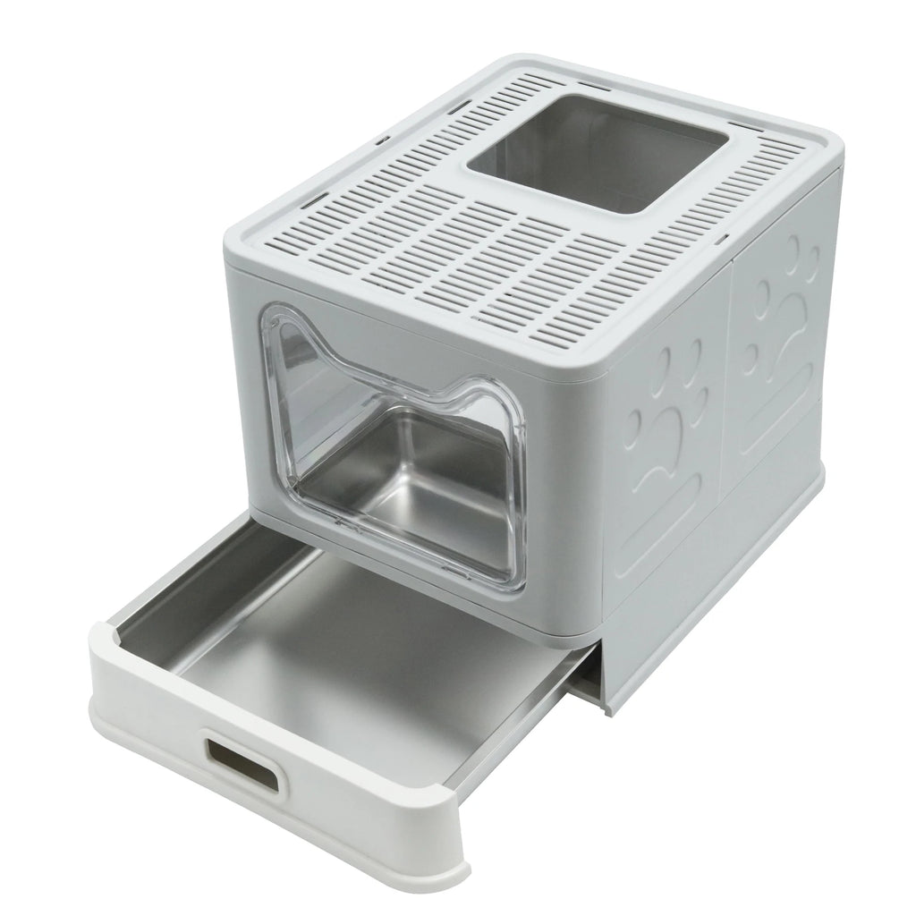 Stainless Steel Enclosed Cat Litter Box