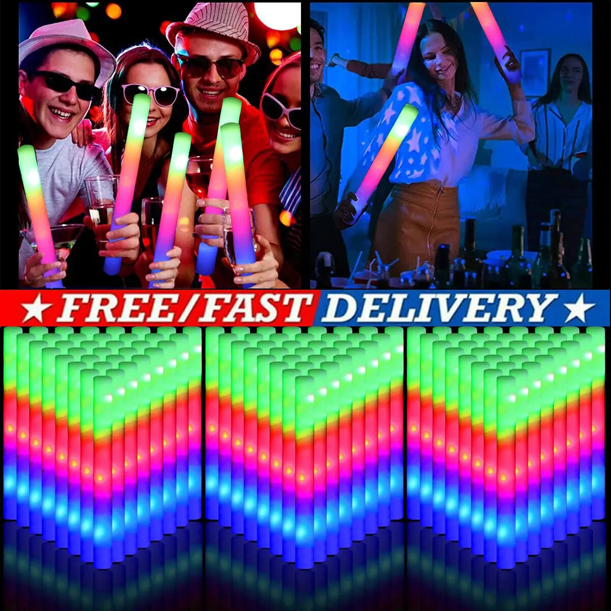 110pcs LED Foam Glow Sticks Glow Party Supply
