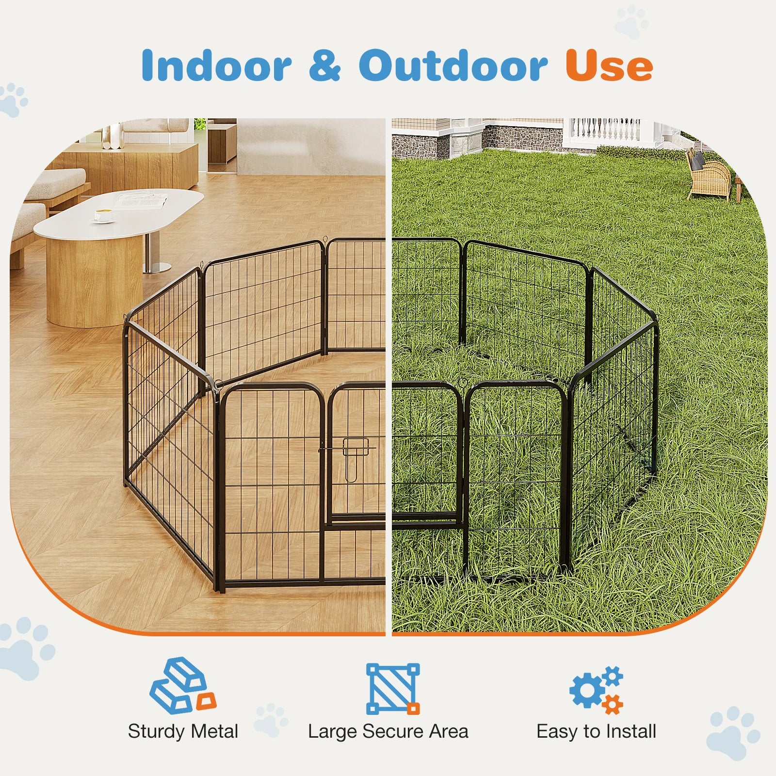 8 Panel Dog Fence Indoor/Outdoor
