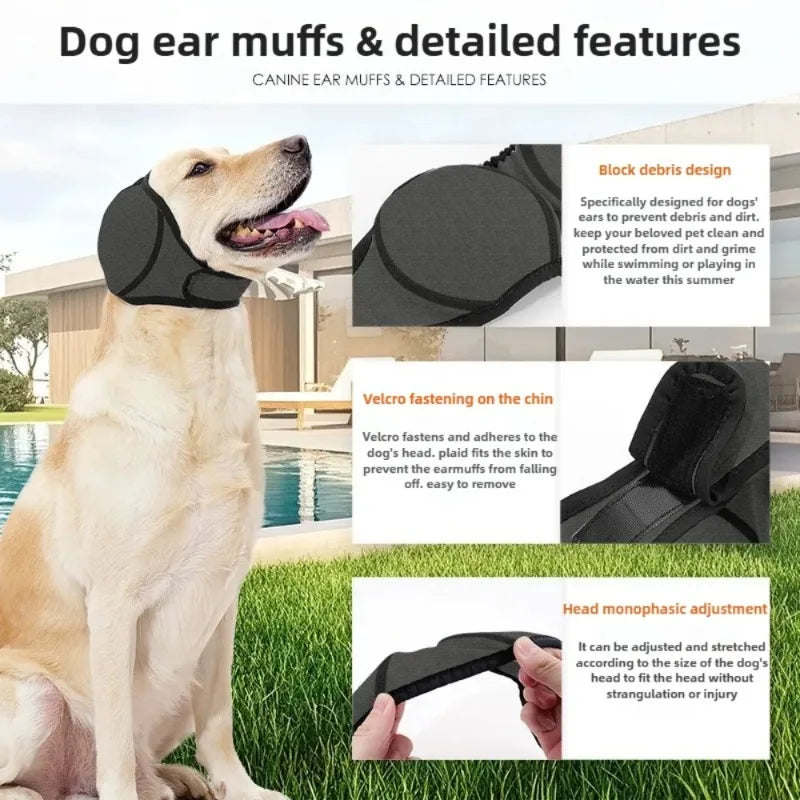 Waterproof Noise Cancelling Dog Ear Muffs 

for Swimming & Grooming - Calming Hood To Relieve Pet Anxiety & Prevent Shock