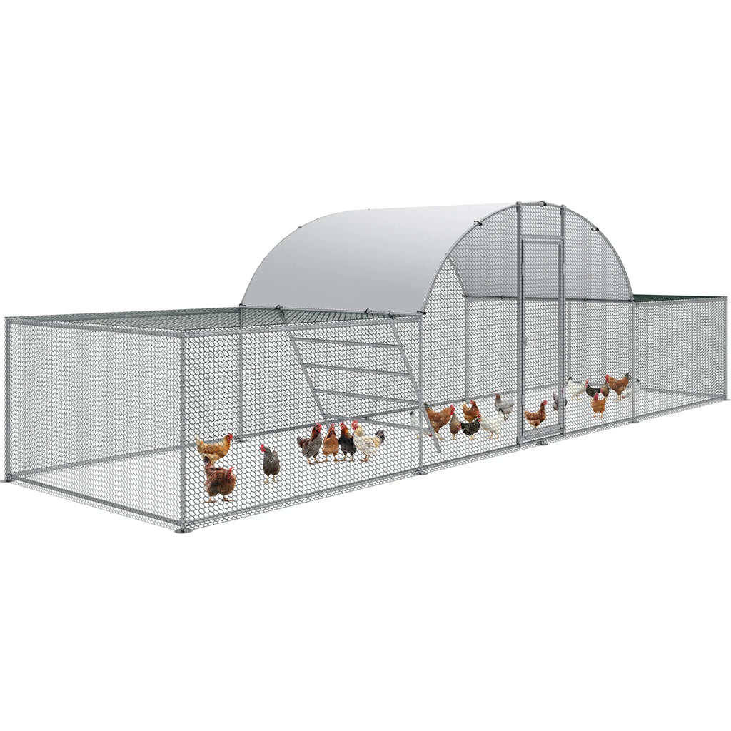 23ft Metal Chicken Coop 3-Room Dome-Roof