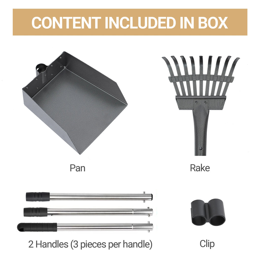 Pet Waste Removal Scoop Tray and Rake Set,