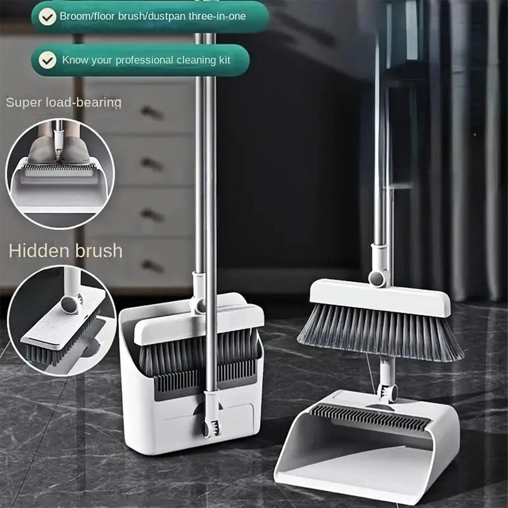3in 1 Broom and Dustpan Set Floor Brush Long-handled