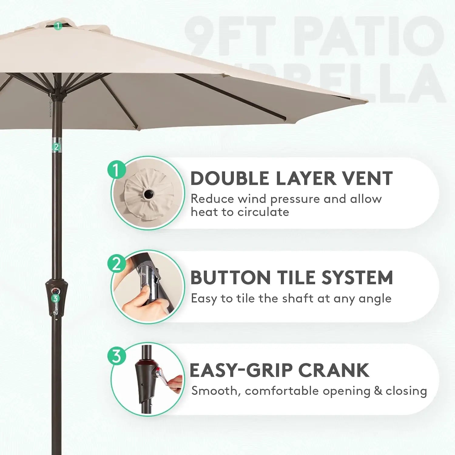 9FT Outdoor Patio Umbrella